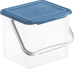 Rotho Basic Aufbewahrungsbox 5l mit Deckel und Henkel, Kunststoff (PP) BPA-frei, transparent/blau, 3kg/5l (21.0 x 20.0 x 18.0 cm)