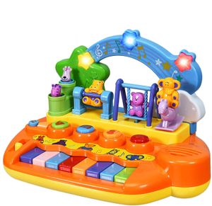 NightyNine Babyspielzeug Klavier, Musikspielzeug mit integriertem Musikmodi und Tierfamilie, 5 Instrumente, Glocke, mit Lichtern&8 Liedern, Spielzeug Keyboard, Baby Klaviertastatur für Kleinkinder ab 10 Monaten