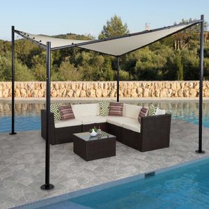 Pergola MCW-A41, Garten Pavillon Sonnensegel, stabiles 6cm Stahl-Gestell  4x4m creme