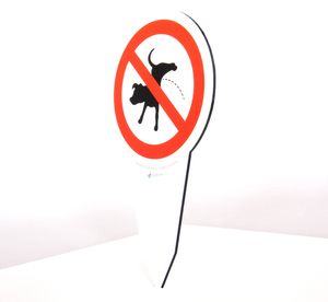 Verbotsschild - Kein Hunde pinkeln - Gesamtlänge 28 cm - Durchmesser 16 cm – 4 mm Alu Verbundplatte