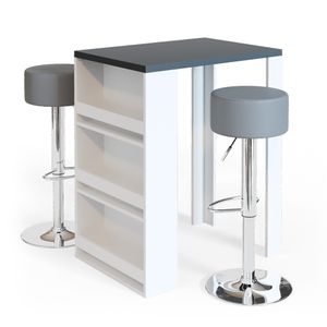 Súprava barového stola Livinity®, 80 x 57 cm s 2 barovými stoličkami, biela/antracitová