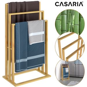CASARIA® Handtuchhalter Bambus 3 Bambusstangen treppenförmig Handtuchständer Handtuchstange Bad 40 x 24 x 82cm 1er/2er Set, Anzahl:1x