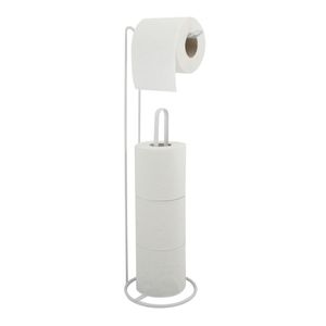 MSV Toilettenpapierhalter Stehend BxHxT: 15x54x15cm freistehender Papierrollenhalter Edler Rollenhalter für WC-Rollen als Ersatzrollenhalter Weiß matt