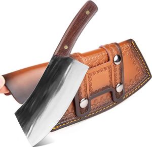 Hackmesser und Metzgermesser Dem serbischen Full Tang Hackmesser nachempfunden Edelstahl geschmiedet sehr scharf mit Lederetui