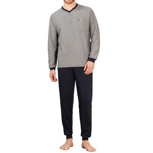 Hajo Klima Light Schlafanzug Bügelfreies Material mit mercerisierter Baumwolle, Lange Hose und Langarm-Shirt mit elastischen Bündchen, Bequeme Passform