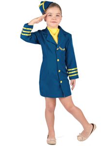 Stewardess-Kinderkostüm Flugbegleiterin blau-gelb
