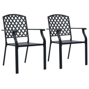vidaXL Stohovateľné záhradné stoličky 2 ks oceľové čierne