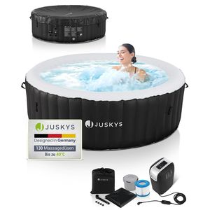 Juskys Whirlpool Palmira für bis zu 6 Personen - Outdoor Indoor Pool aufblasbar & rund - Schwarz