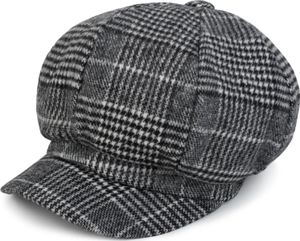 styleBREAKER Damen Bakerboy Schirmmütze mit Glencheck Karo Muster, Ballonmütze, Newsboy Cap, Schiebermütze 04023060