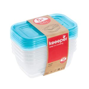 keeeper Frischhaltedose "fredo fresh" 0,5 Liter eckig blau transparent 5 Stück