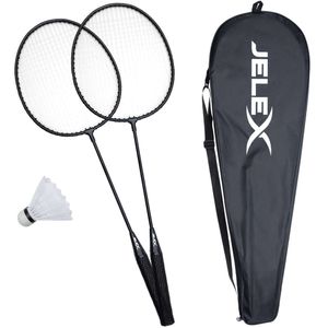 EG JLX-201|JELEX United Badmintonschläger mit Federball 2er-Set schwarz