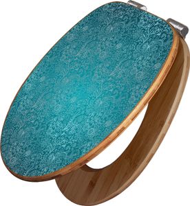 banjado Design WC Sitz Bambus Absenkautomatik -Mandala Landschaft - Toilettendeckel mit Absenkautomatik Holz/hochwertiger Bambus Klodeckel/WC-Sitz für alle gängigen Toiletten [TDB2 10948]