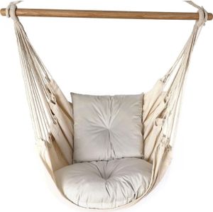 Love Gifts® Fotel wiszący z 2 poduszkami i zestawem haków sufitowych 130/100 cm - udźwig 150 kg, fotel wiszący dla dorosłych i dzieci, zawieszenie fotela wiszącego do wnętrz