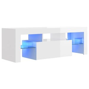 vidaXL TV skrinka s LED svetlami vysoký lesk biela 120x35x40 cm