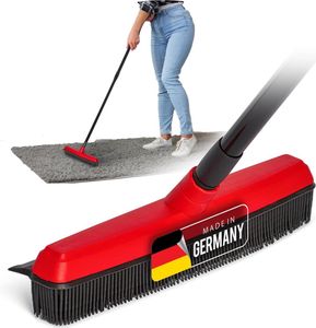 Novaliv Gummibesen mit Stiel I rot I Teleskopstiel I Noppenbesen Besen Küche Hausbesen Staubbesen Küchenbesen Wunderbesen Haushaltsbesen