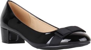 Krisp Damen Kunstleder-Pumps mit Schleife und niedrigem Absatz KP201 (40 EU) (Schwarz)