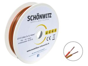 Schönwitz 50987 10m LIYZ Zwillingslitze 2x 0,14mm² rot / braun