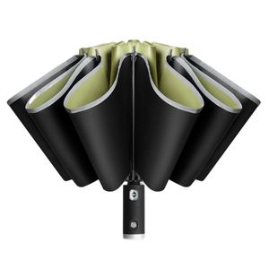Sunny Dach tragbares LED Taschenlampe Langer Griff im Freien Sonnenregen Automatische Klappschirme für Geschenk-Hellgrün