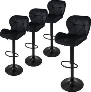 ML-Design sada 4 barových stoličiek Barová stolička otočná o 360°, čalúnená barová stolička s operadlom a opierkou na nohy, 59-79 cm