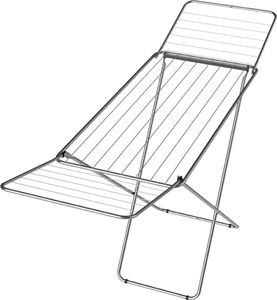 Posten Anker Wäscheständer aus Aluminium, leicht und stabil, ausklappbare Flügel, 18m Trockenlänge, platzsparend zusammenklappbar, für Kleidung, Handtücher und Bettwäsche, Silber