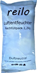 10x 1,2kg "reilo" Luftentfeuchter Granulat (Calciumchlorid) im Vliesbeutel, Nachfüllpack für Raumentfeuchter Boxen, einzeln verpackt in Polybeutel