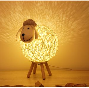 LED Nachtlicht Kreative Schaf Rattan Tischlampe USB Augenschutz Kinderzimmer Projektion Nachtlicht