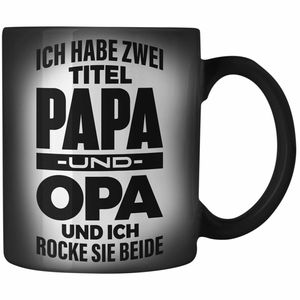 Trendation - Papa und Opa Farbwechsel Zauber-Tasse Geschenk für Opa Weihnachten Geburtstag Lustige Farbwechsel Zauber-Tasse Bester Opa (Schwarz)