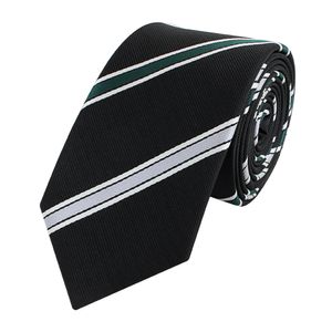 Fabio Farini - Krawatte - gestreifte Herren Krawatte - Tie mit Streifen in 6cm oder 8cm Breite Breit (8cm), Schwarz/Silber/Grün/Weiß