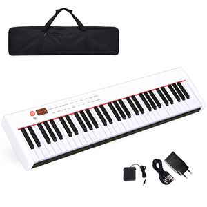 COSTWAY 61 gewichtete Tastatur digitale Keyboard elektrisches Klavier 128 Rhythmen / 128 Töne/Bluetooth/geeignet für Kinder und Erwachsene (Weiß)