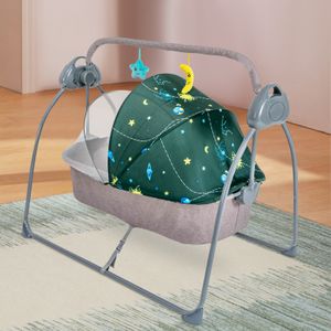 Babywiege Electric Babywippe 5 Speed Schaukelstuhl Bett mit Ferngesteuerter Baby Musik Schlafkorb für Kleinkinder von 0-18 Monaten grün