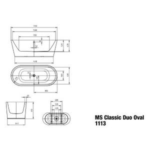 Kaldewei 202940751001 BW MST CLASSIC DUO OVAL 1113, 1700 x