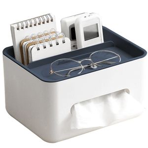 Rechteckige Tissue Box Deckel-Multifunktionale Tissue Box mit Schrein Aufbewahrung Tissue Pen Fernbedienung Aufbewahrungsbox Blau