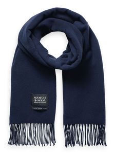 SCOTCH & SODA Schal Virgin Wool Fringed Woven Scarf Night dunkelblau