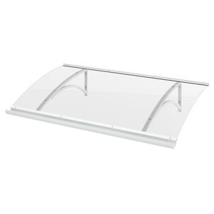 ARTENS - Gebogene Türüberdachung - MAGA - Transparentes Polycarbonat - Weißes Aluminium - B.150 x H.29 x T.90 cm - Vordach - Türdach