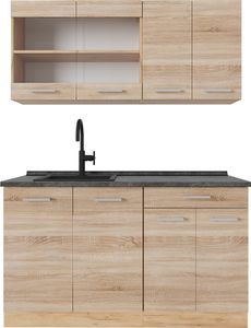 Vicco Single Küche R-Line, 140 cm , AP Anthrazit, Sonoma/Goldkraft Eiche