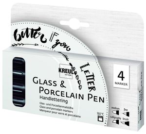 KREUL Glass & Porcelain Pen Handlettering 4er-Set