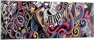 Bilder auf glas - Graffiti modern - 140x50cm - Glasbilder - Wandbilder - Kunstdruck - zum Aufhängen bereit - Wanddekoration aus Glas - Glas Bilder - Wandbild auf Glas - Einteilig - GAB140x50-4015