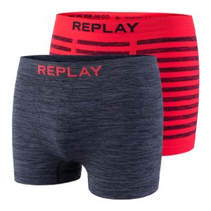 REPLAY 2er Pack Boxershorts Unterhose Seamless Style 04 Herren I101012-001, Größe:M, Farbe Replay:Rot (Red/Black)