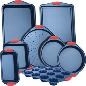 Nutrichef 8 Teiliges Backformen Set – Baking Set – Backform Set für Süßes als Kuchenform Set & Muffinblech oder Salziges als Pizzablech