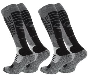 Stark Soul® Ski & Snowboard Socken 2 Paar, mit Spezialpolsterung 43-46 Grau-Schwarz