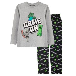 Minecraft - "Game On" Schlafanzug für Jungen PG1684 (170) (Schwarz/Grau meliert)