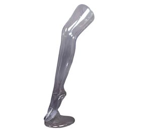 Strumpfbein für die Präsentation von Strümpfen und Socken, Dekobein - Weiblich, 74 cm Dekofuß mit Ständer, Schaufensterpuppe - Bein mit lebensechten Form, Sockenbein - Farbe Transparent