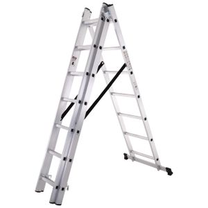 Raburg Alu-Multi-Leiter UP XL, 3 x 7 Sprossen, universal Anlege- & Bockleiter, 200 - 425 cm hochRaburg Alu-Multi-Leiter