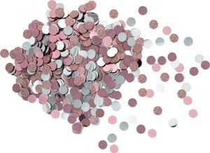 Oblique Unique Konfetti Rund Glitzer Streudeko Tisch Deko für Geburtstag Silvester Party Hochzeit JGA - rosa rosé silber