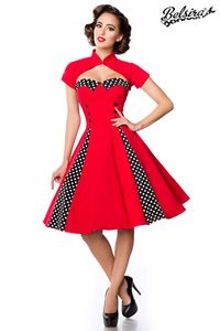 Belsira Damen Sommerkleid Partykleid Vintage Kleid mit Bolero Retro 50s 60s Rockabilly, Größe:S, Farbe:rot/schwarz/weiß