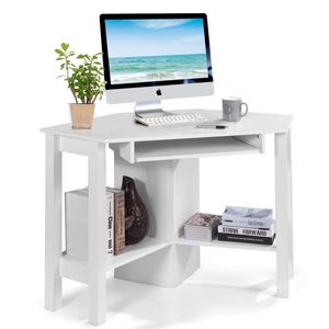 COSTWAY Schreibtisch Computerschreibtisch Computertisch Eckschreibtisch Winkelschreibtisch Bürotisch Corner Table Ecktisch Arbeitstisch Tastaturauszug 120 x 60 x 76,5cm Weiss