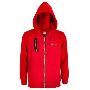Roter Zip Hoodie für Haus des Geldes Fans | Warmer Pulli im Overall Design I Größe: S