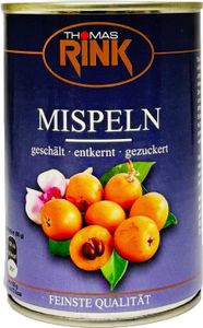 Thomas Rink Mispeln in Dose - geschält, entkernt, gezuckert, 425g Abtropfgewicht 200g Mispelchen