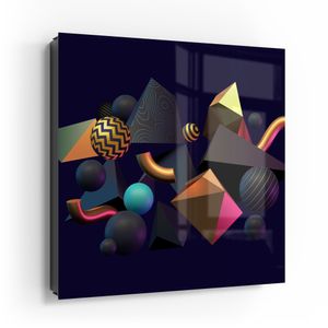 DEQORI Schlüsselkasten Glasfront schwarz rechts 30x30 cm 'Sammlung abstraker Formen'