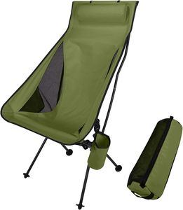Skládací kempingová židle s dlouhým opěradlem a přepravní taškou pro outdoor, rybaření, turistiku, piknik